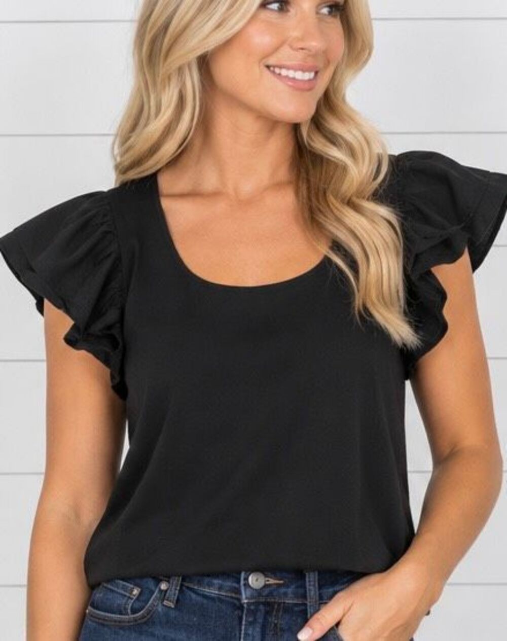 A New Day black exaggerated ruffled crop top size small